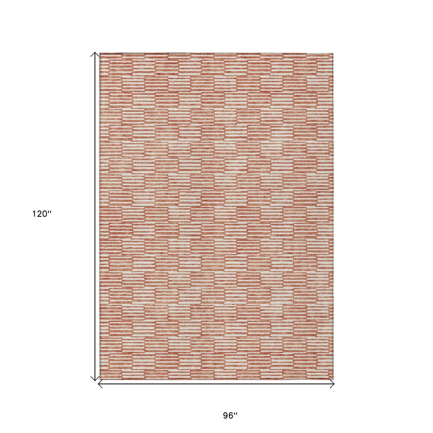 Tabselect Home Line 8' X 10' Salmon And Ivory Geometric Washable Indoor Outdoor Area Rug
