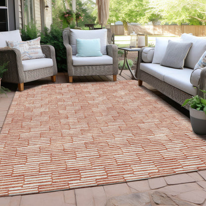 Tabselect Home Line 8' X 10' Salmon And Ivory Geometric Washable Indoor Outdoor Area Rug