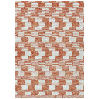 Tabselect Home Line 8' X 10' Salmon And Ivory Geometric Washable Indoor Outdoor Area Rug