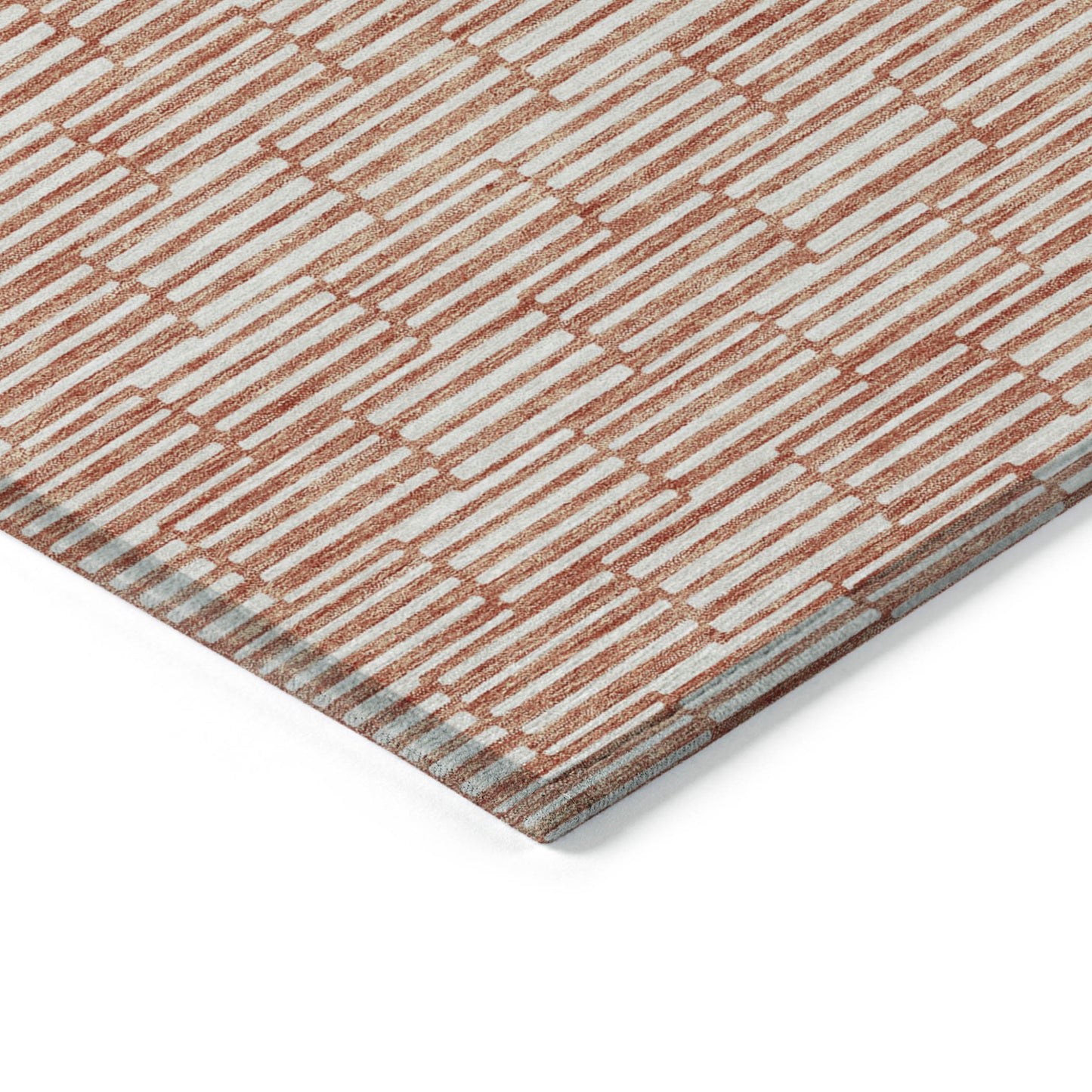 Tabselect Home Line 8' X 10' Salmon And Ivory Geometric Washable Indoor Outdoor Area Rug