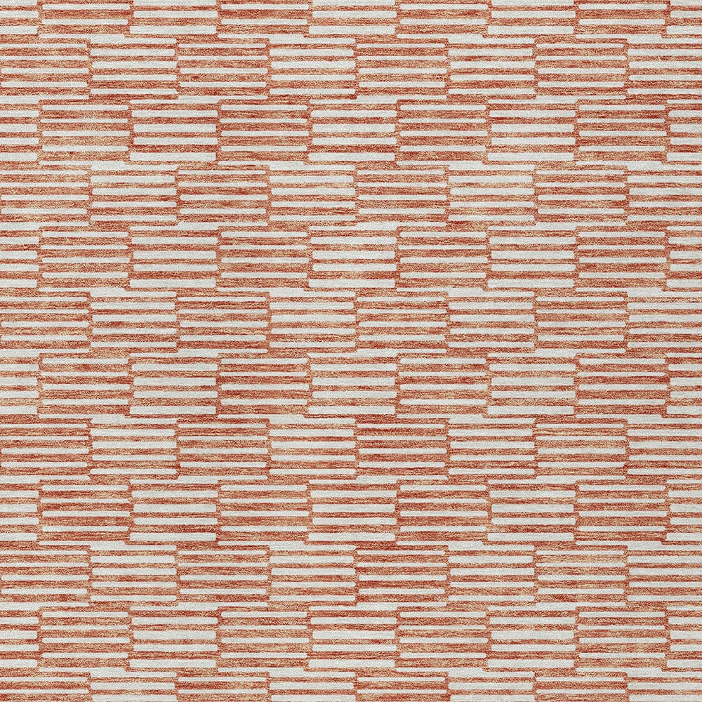 Tabselect Home Line 8' X 10' Salmon And Ivory Geometric Washable Indoor Outdoor Area Rug