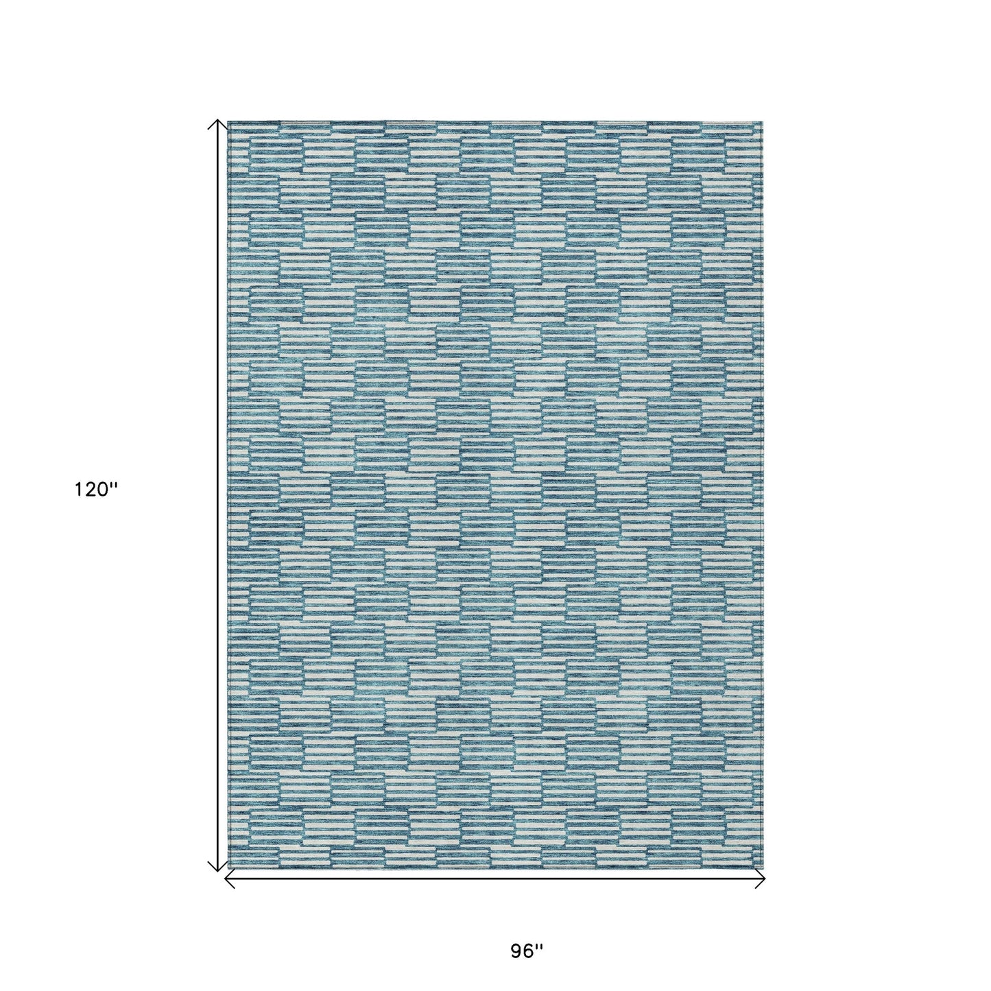 Tabselect Home Line 8' X 10' Teal Blue And Ivory Geometric Washable Indoor Outdoor Area Rug