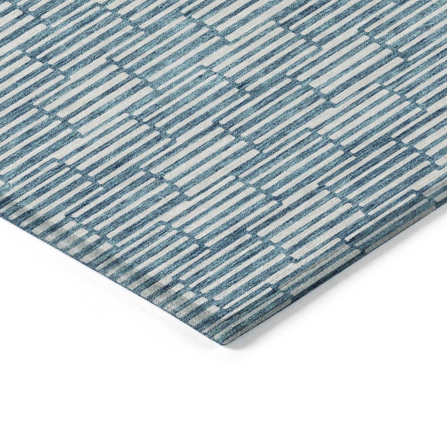 Tabselect Home Line 8' X 10' Teal Blue And Ivory Geometric Washable Indoor Outdoor Area Rug