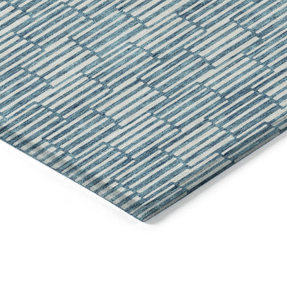 Tabselect Home Line 8' X 10' Teal Blue And Ivory Geometric Washable Indoor Outdoor Area Rug