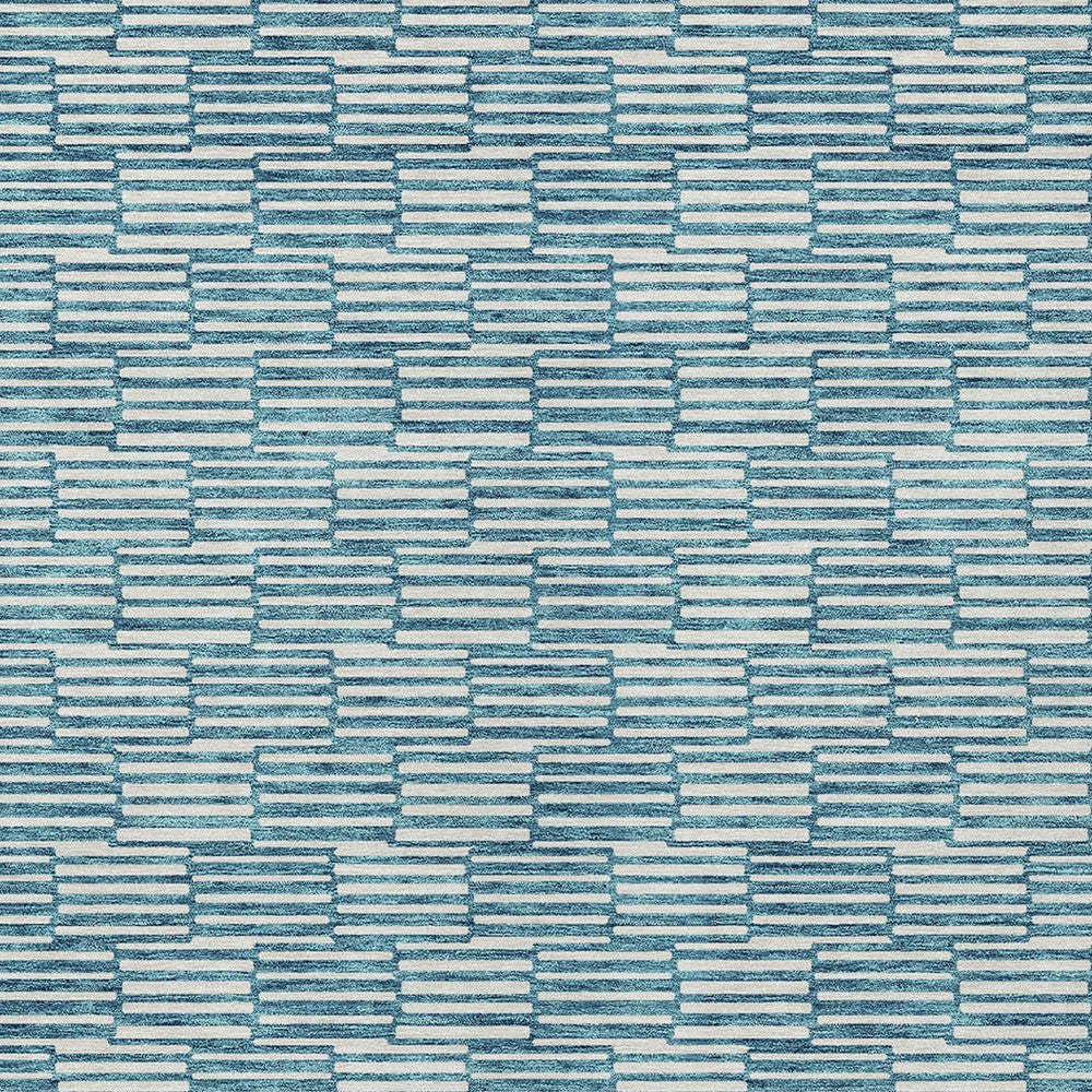 Tabselect Home Line 8' X 10' Teal Blue And Ivory Geometric Washable Indoor Outdoor Area Rug