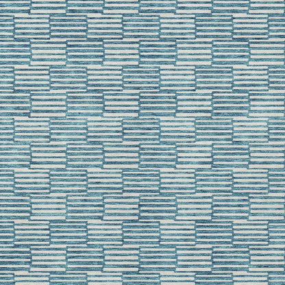Tabselect Home Line 8' X 10' Teal Blue And Ivory Geometric Washable Indoor Outdoor Area Rug