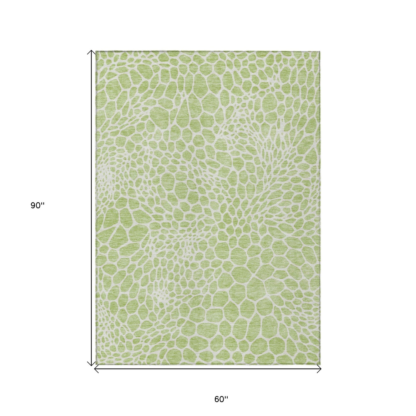 Tabselect Home Line 5' X 8' Artichoke Green And Ivory Geometric Washable Indoor Outdoor Area Rug