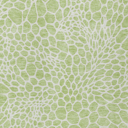 Tabselect Home Line 5' X 8' Artichoke Green And Ivory Geometric Washable Indoor Outdoor Area Rug