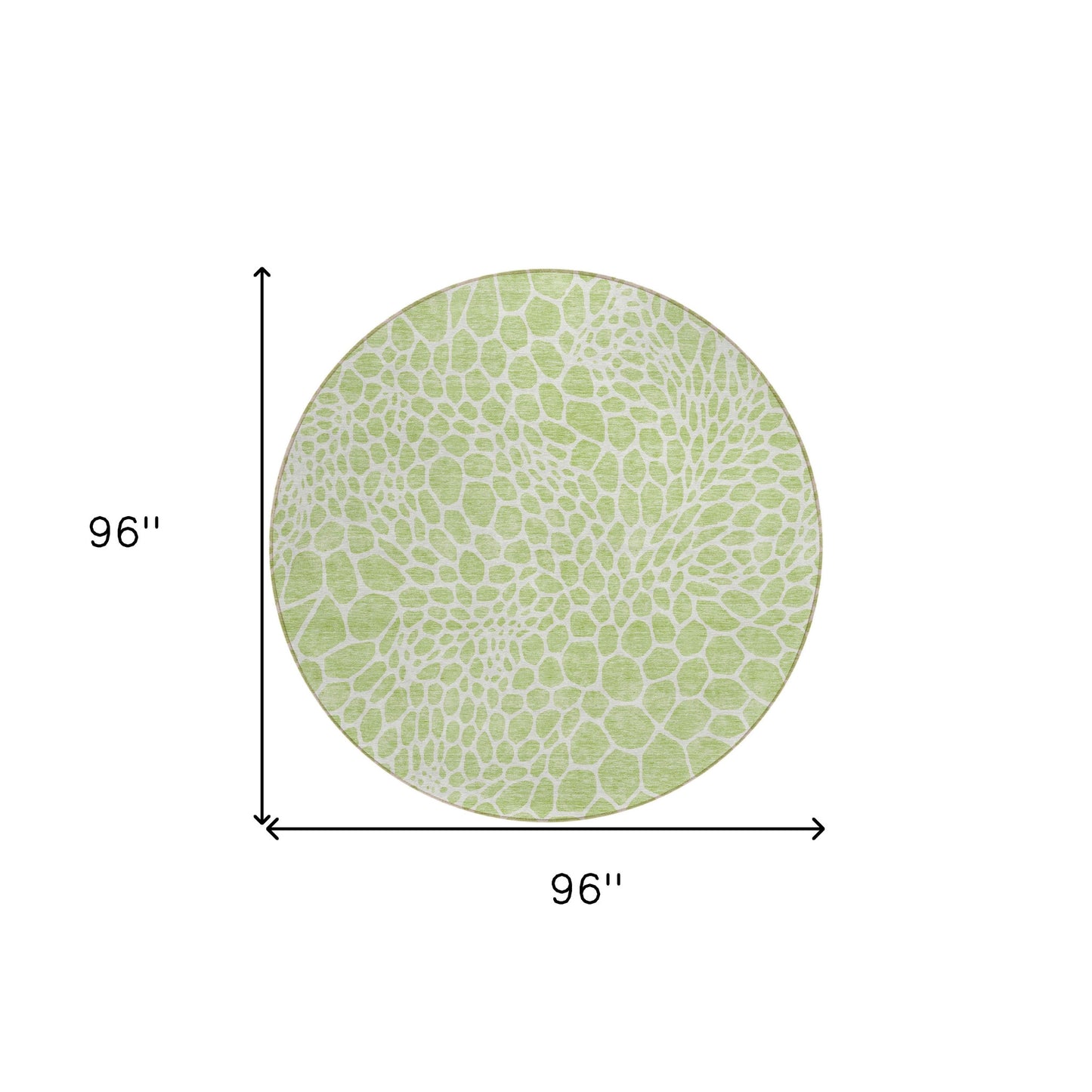 Tabselect Home Line 8' Artichoke Green And Ivory Round Geometric Washable Indoor Outdoor Area Rug