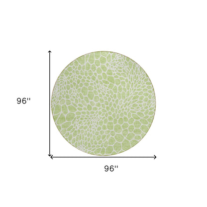 Tabselect Home Line 8' Artichoke Green And Ivory Round Geometric Washable Indoor Outdoor Area Rug
