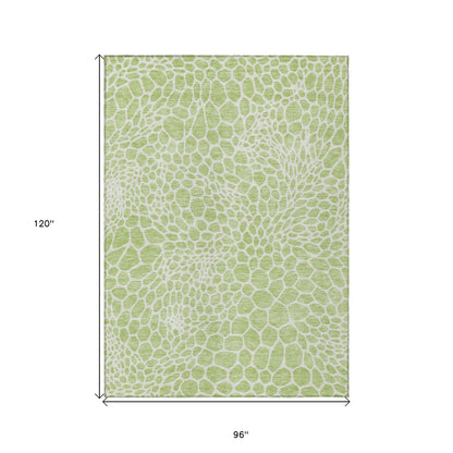 Tabselect Home Line 8' X 10' Artichoke Green And Ivory Geometric Washable Indoor Outdoor Area Rug