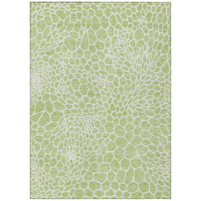 Tabselect Home Line 8' X 10' Artichoke Green And Ivory Geometric Washable Indoor Outdoor Area Rug