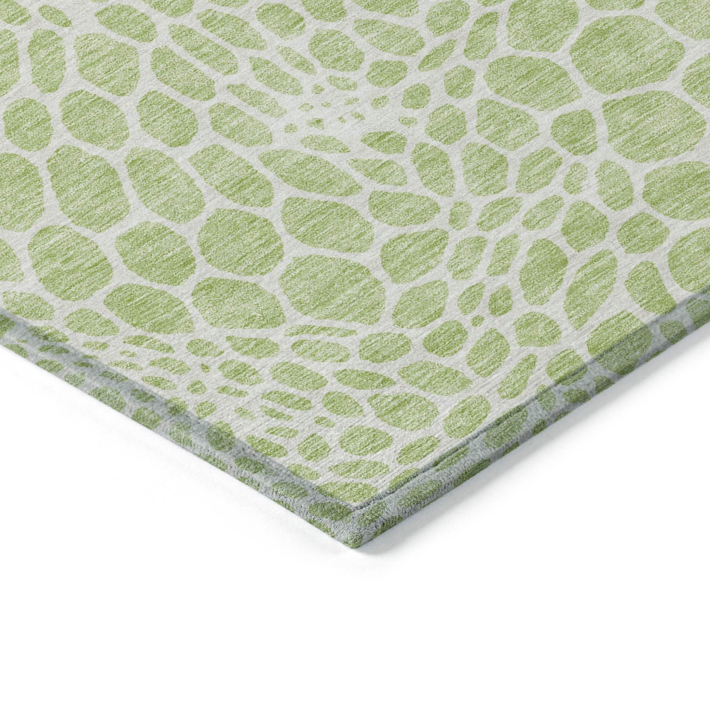Tabselect Home Line 8' X 10' Artichoke Green And Ivory Geometric Washable Indoor Outdoor Area Rug