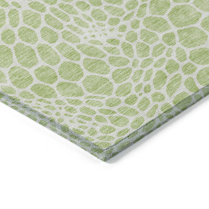 Tabselect Home Line 8' X 10' Artichoke Green And Ivory Geometric Washable Indoor Outdoor Area Rug