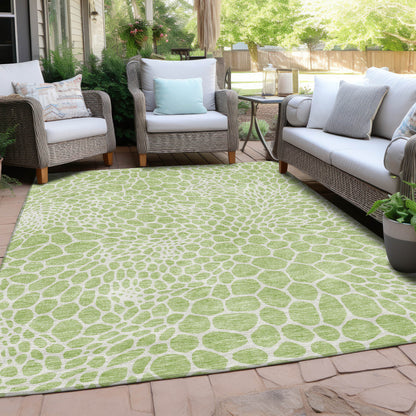 Tabselect Home Line 9' X 12' Artichoke Green And Ivory Geometric Washable Indoor Outdoor Area Rug