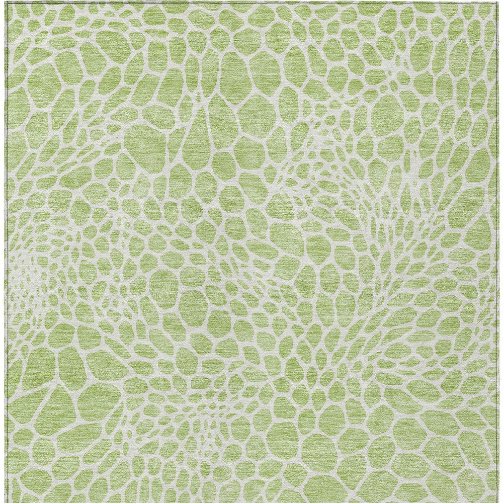 Tabselect Home Line 9' X 12' Artichoke Green And Ivory Geometric Washable Indoor Outdoor Area Rug