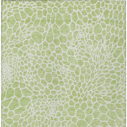 Tabselect Home Line 9' X 12' Artichoke Green And Ivory Geometric Washable Indoor Outdoor Area Rug
