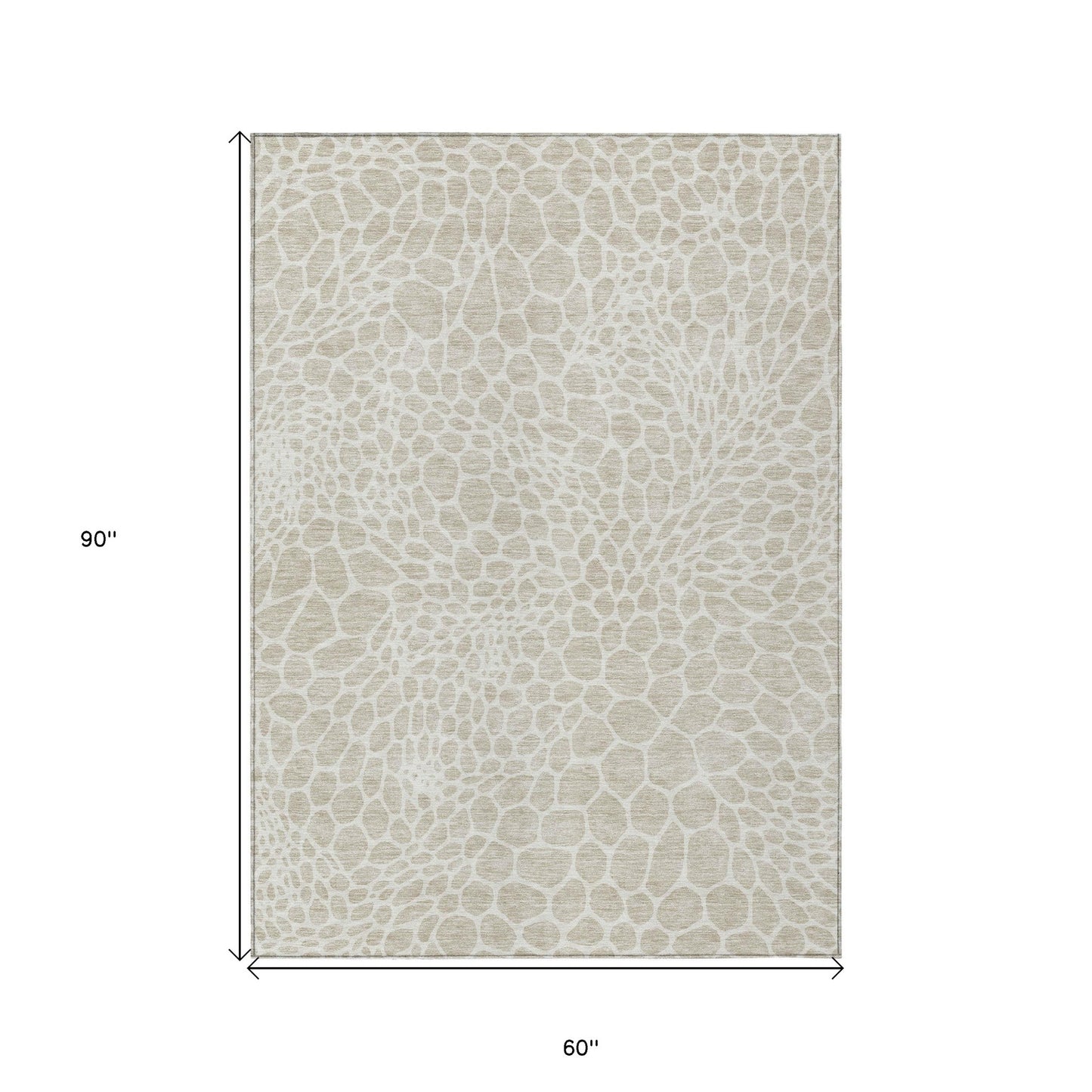 Tabselect Home Line 5' X 8' Beige And Ivory Geometric Washable Indoor Outdoor Area Rug