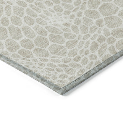 Tabselect Home Line 5' X 8' Beige And Ivory Geometric Washable Indoor Outdoor Area Rug