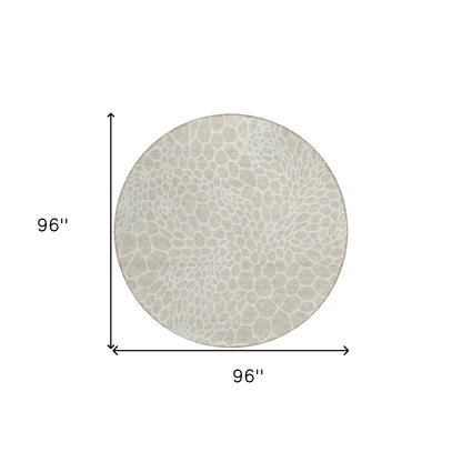 Tabselect Home Line 8' Beige And Ivory Round Geometric Washable Indoor Outdoor Area Rug