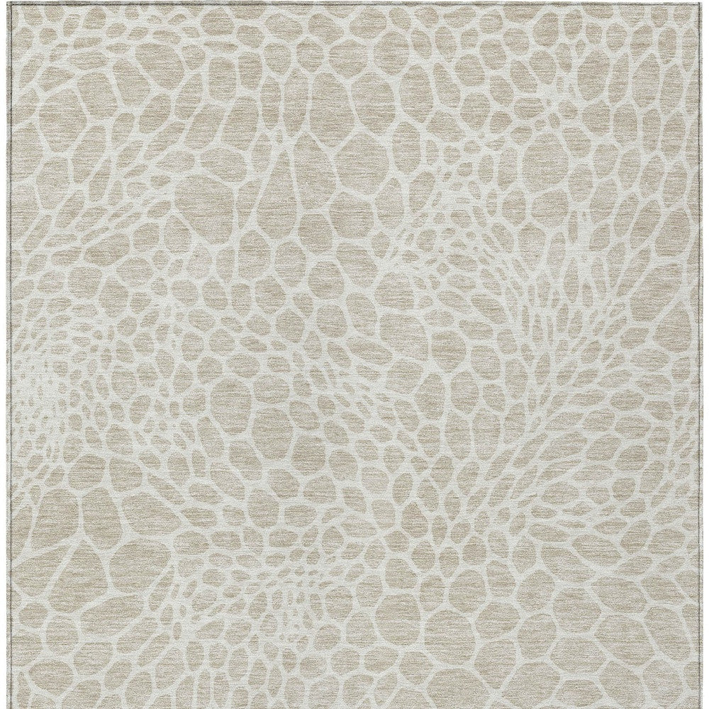 Tabselect Home Line 8' X 10' Beige And Ivory Geometric Washable Indoor Outdoor Area Rug