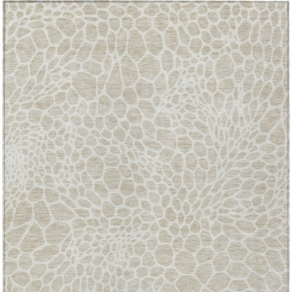Tabselect Home Line 8' X 10' Beige And Ivory Geometric Washable Indoor Outdoor Area Rug