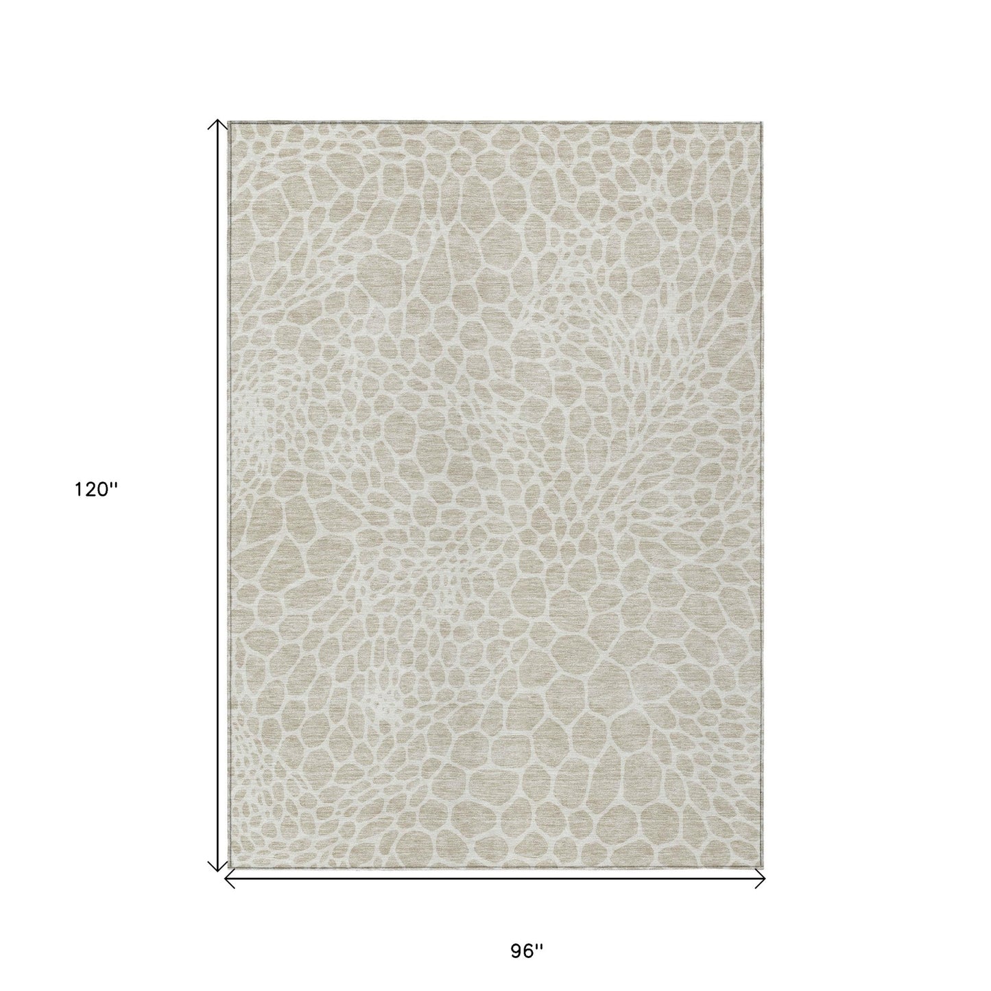 Tabselect Home Line 8' X 10' Beige And Ivory Geometric Washable Indoor Outdoor Area Rug