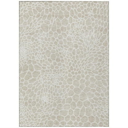 Tabselect Home Line 8' X 10' Beige And Ivory Geometric Washable Indoor Outdoor Area Rug