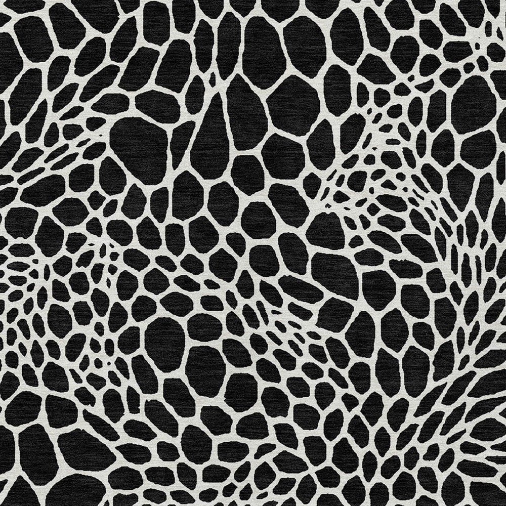 Tabselect Home Line 5' X 8' Black And Ivory Geometric Washable Indoor Outdoor Area Rug