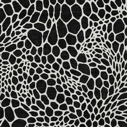 Tabselect Home Line 5' X 8' Black And Ivory Geometric Washable Indoor Outdoor Area Rug