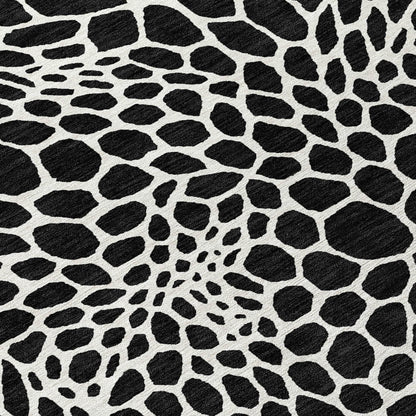 Tabselect Home Line 5' X 8' Black And Ivory Geometric Washable Indoor Outdoor Area Rug