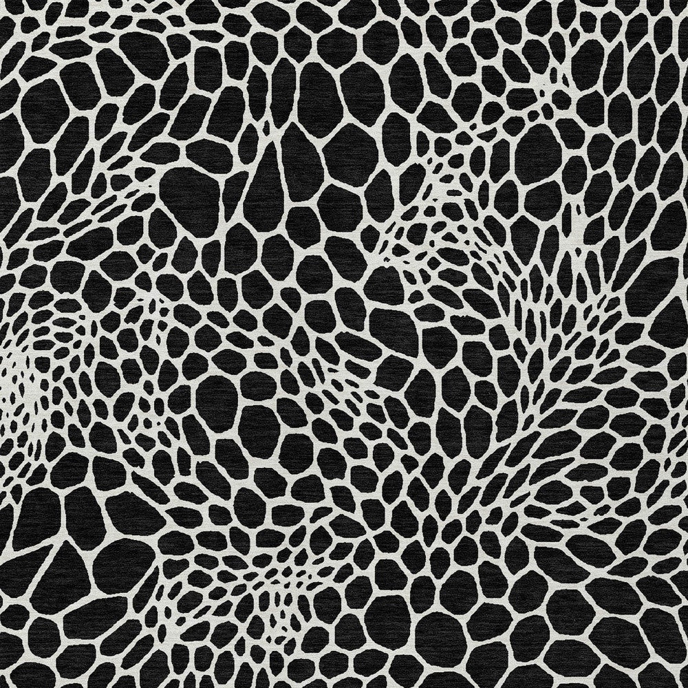 Tabselect Home Line 8' X 10' Black And Ivory Geometric Washable Indoor Outdoor Area Rug