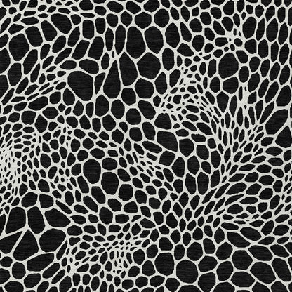 Tabselect Home Line 8' X 10' Black And Ivory Geometric Washable Indoor Outdoor Area Rug