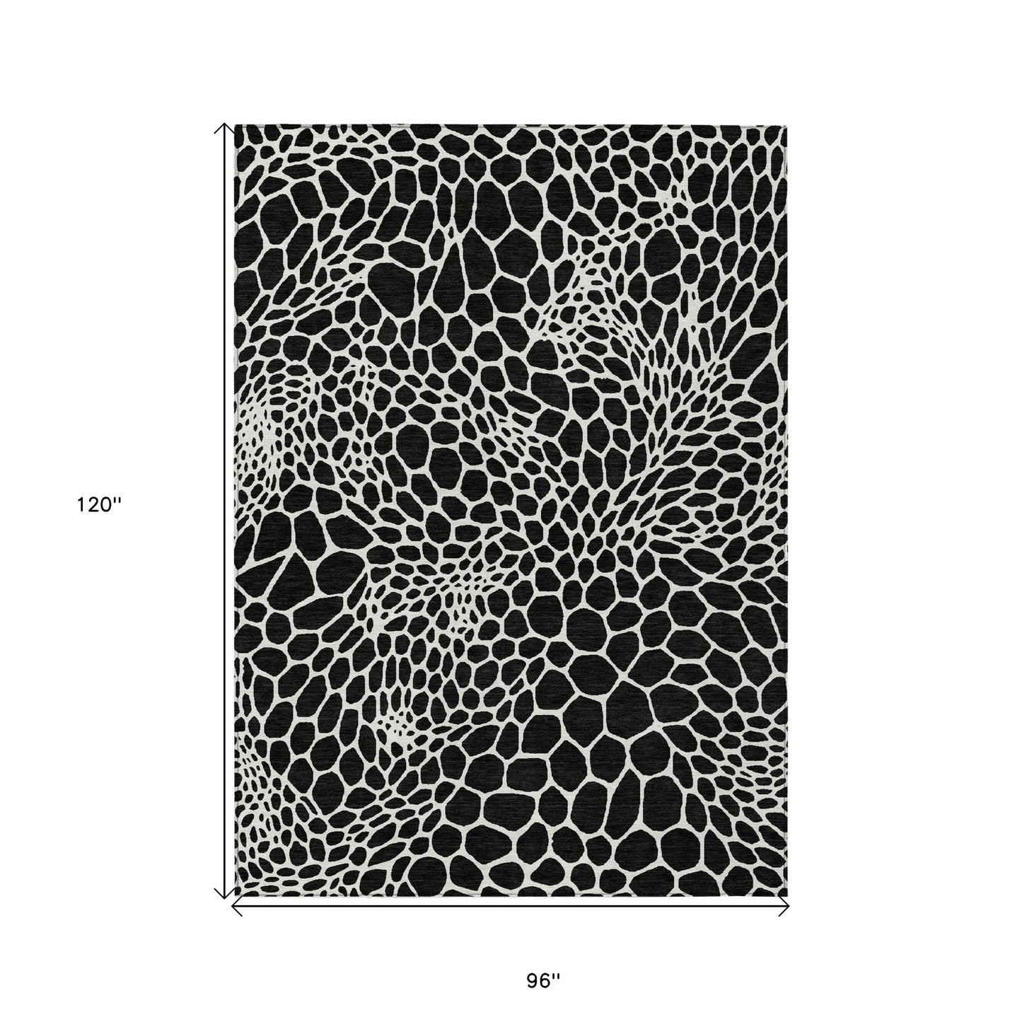 Tabselect Home Line 8' X 10' Black And Ivory Geometric Washable Indoor Outdoor Area Rug