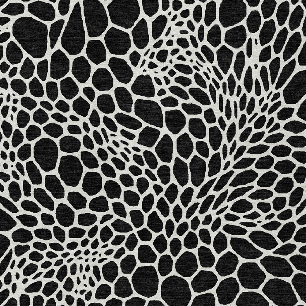 Tabselect Home Line 8' X 10' Black And Ivory Geometric Washable Indoor Outdoor Area Rug