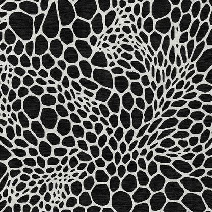 Tabselect Home Line 8' X 10' Black And Ivory Geometric Washable Indoor Outdoor Area Rug