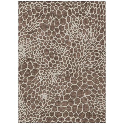 Tabselect Home Line 5' X 8' Brown And Beige Geometric Washable Indoor Outdoor Area Rug