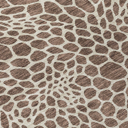 Tabselect Home Line 8' X 10' Brown And Beige Geometric Washable Indoor Outdoor Area Rug