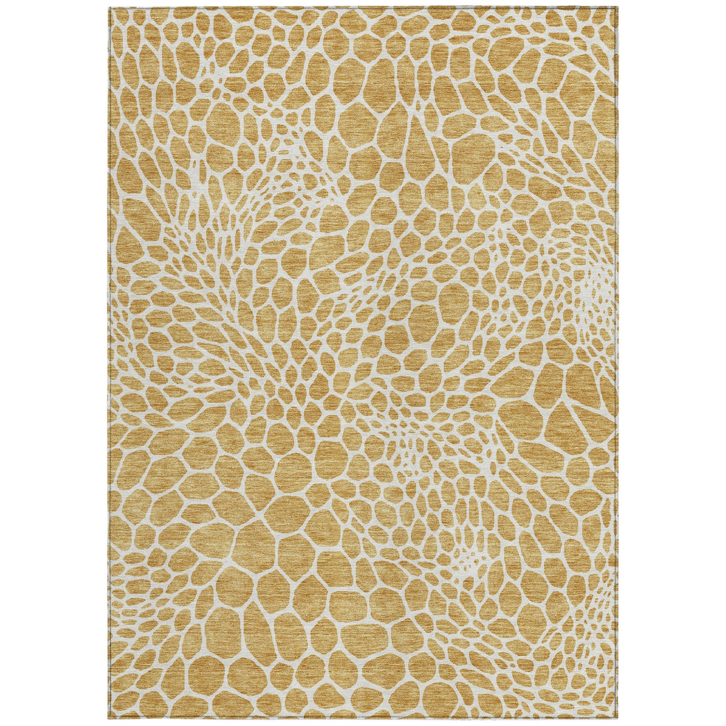 Tabselect Home Line 5' X 8' Gold And Ivory Geometric Washable Indoor Outdoor Area Rug