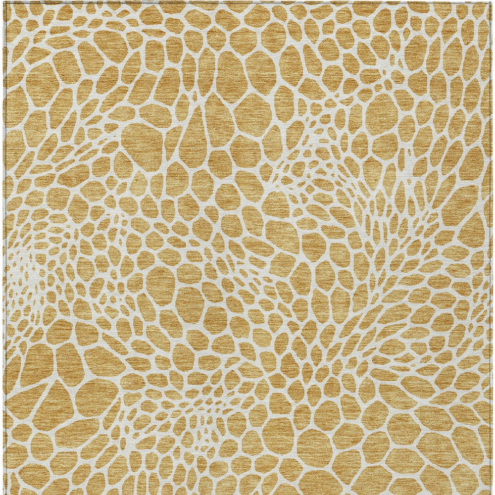 Tabselect Home Line 8' X 10' Gold And Ivory Geometric Washable Indoor Outdoor Area Rug