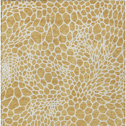 Tabselect Home Line 8' X 10' Gold And Ivory Geometric Washable Indoor Outdoor Area Rug
