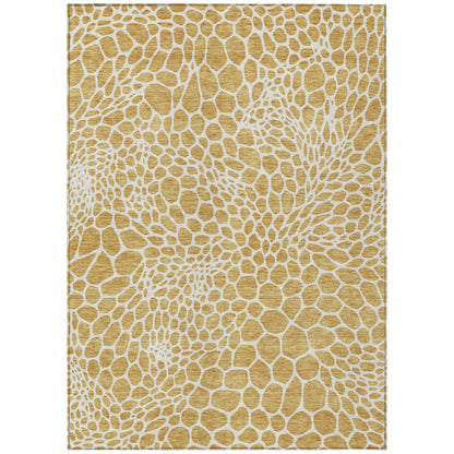 Tabselect Home Line 8' X 10' Gold And Ivory Geometric Washable Indoor Outdoor Area Rug
