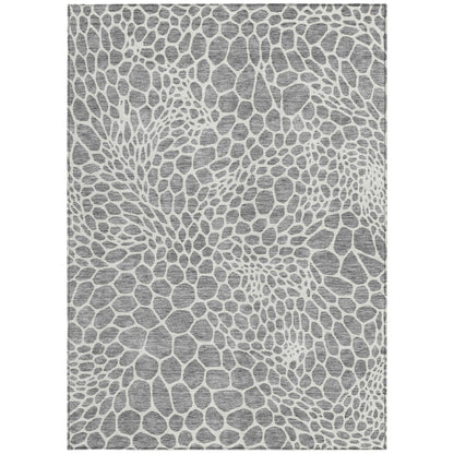 Tabselect Home Line 5' X 8' Gray And Ivory Geometric Washable Indoor Outdoor Area Rug