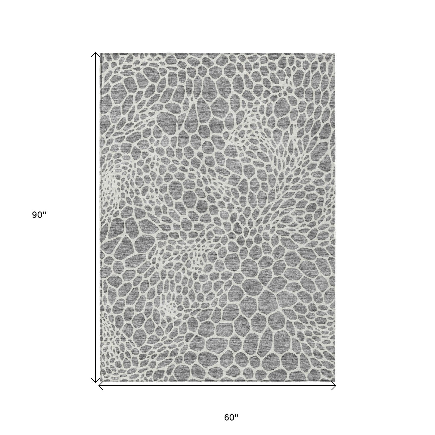 Tabselect Home Line 5' X 8' Gray And Ivory Geometric Washable Indoor Outdoor Area Rug