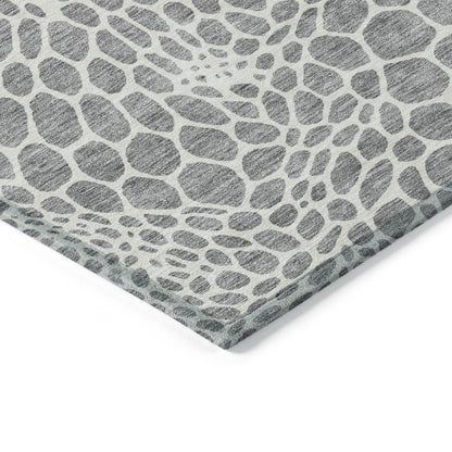 Tabselect Home Line 5' X 8' Gray And Ivory Geometric Washable Indoor Outdoor Area Rug