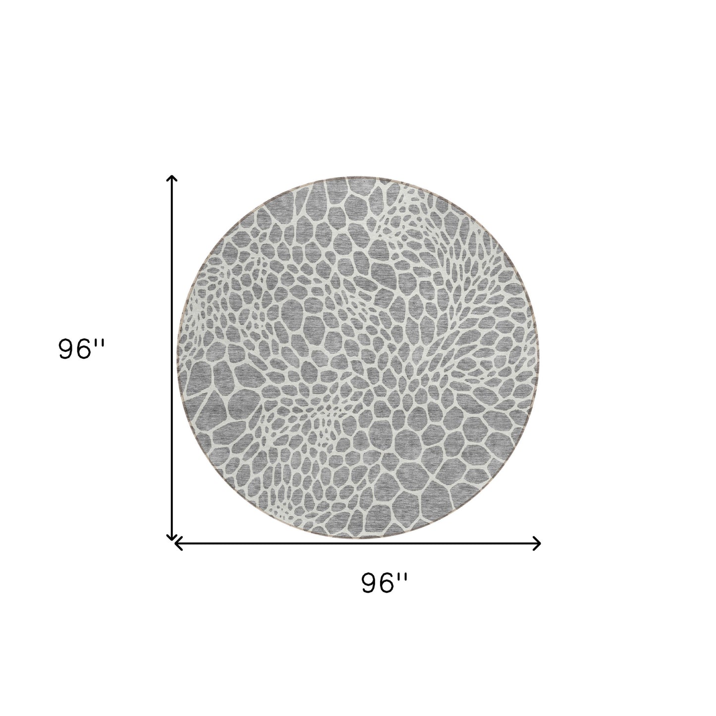 Tabselect Home Line 8' Gray And Ivory Round Geometric Washable Indoor Outdoor Area Rug