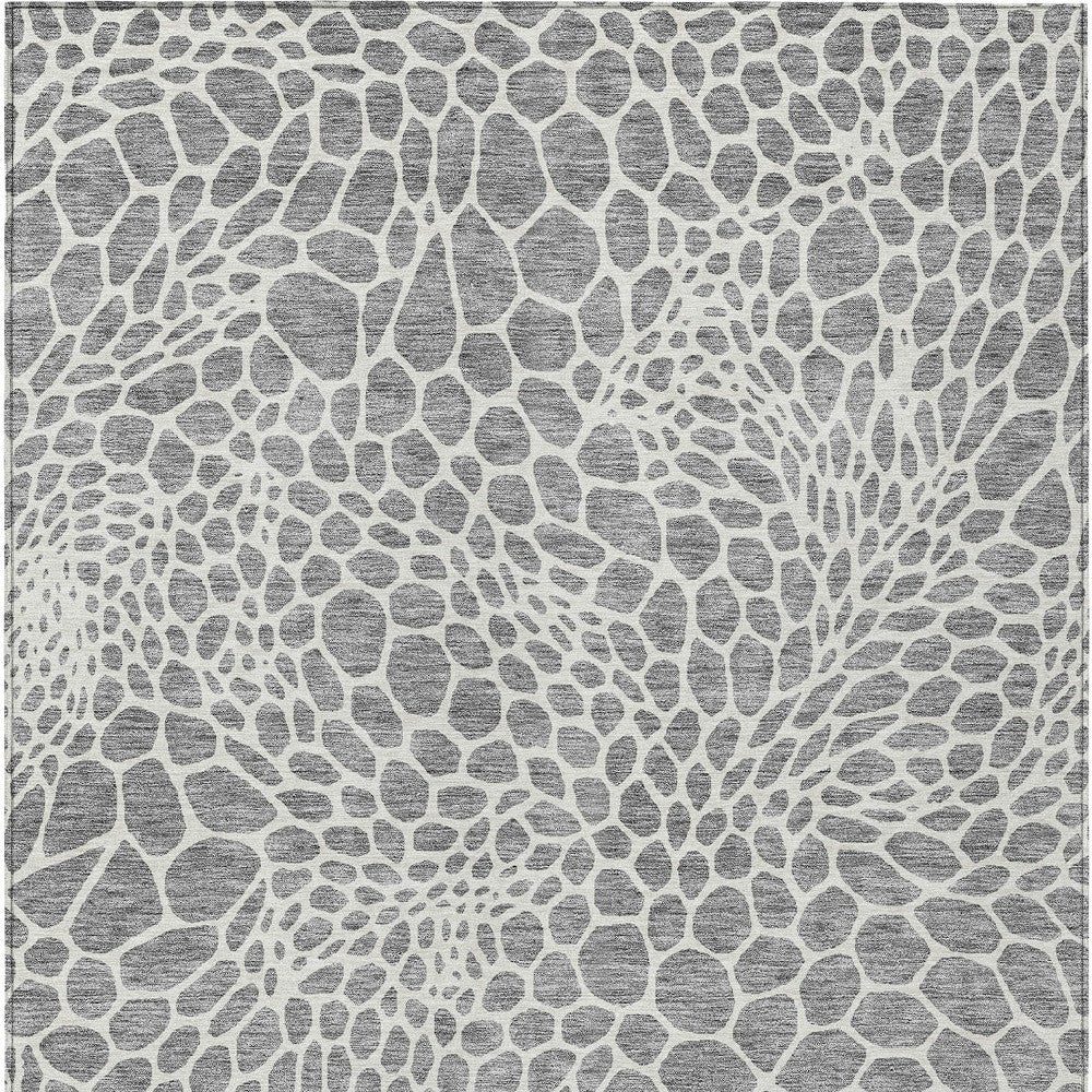 Tabselect Home Line 8' X 10' Gray And Ivory Geometric Washable Indoor Outdoor Area Rug