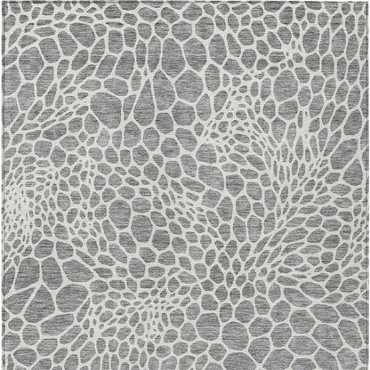 Tabselect Home Line 8' X 10' Gray And Ivory Geometric Washable Indoor Outdoor Area Rug