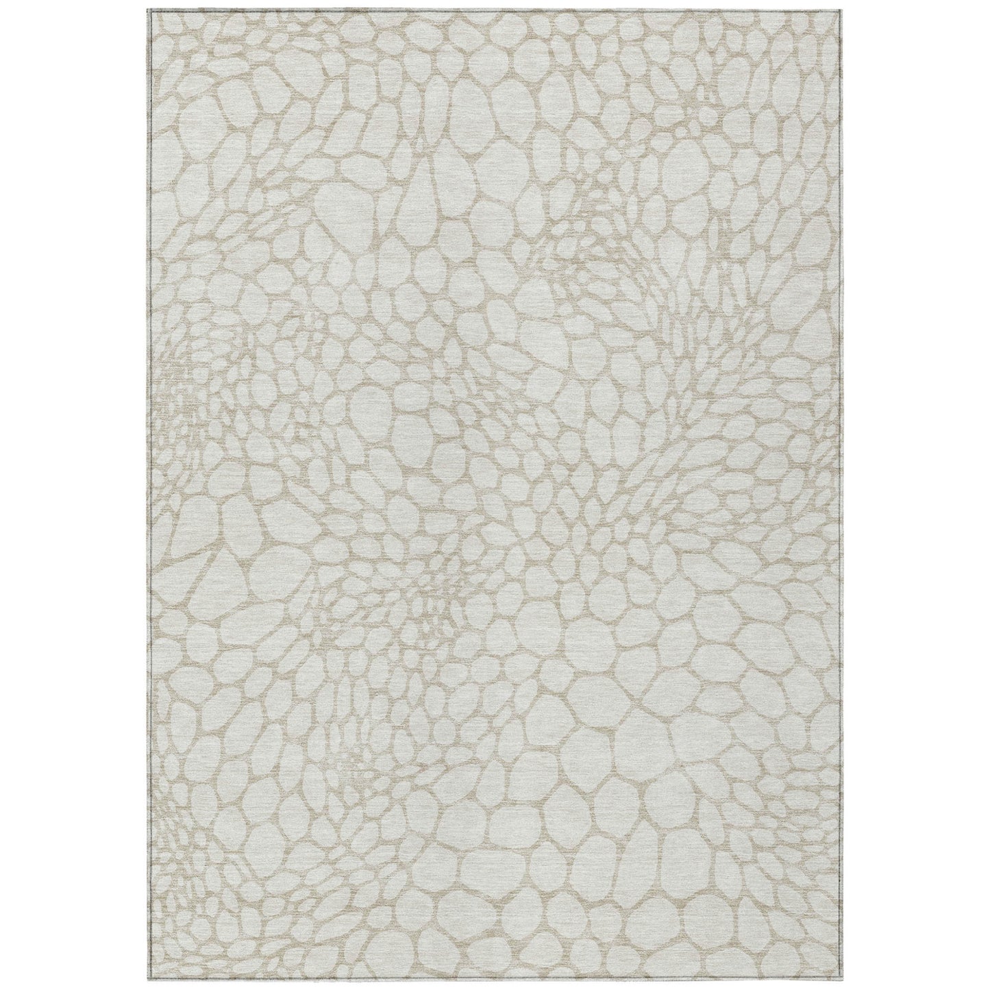Tabselect Home Line 5' X 8' Ivory And Beige Geometric Washable Indoor Outdoor Area Rug