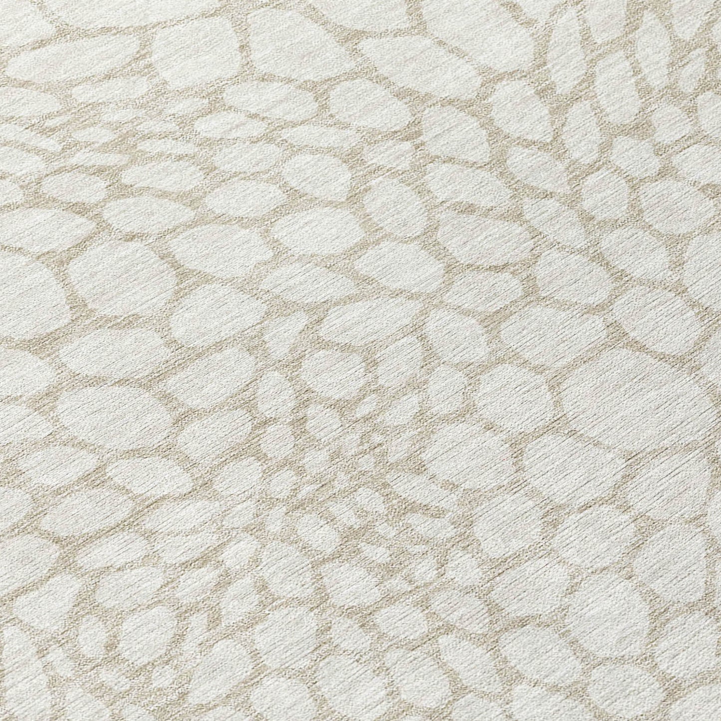 Tabselect Home Line 8' Ivory And Beige Round Geometric Washable Indoor Outdoor Area Rug